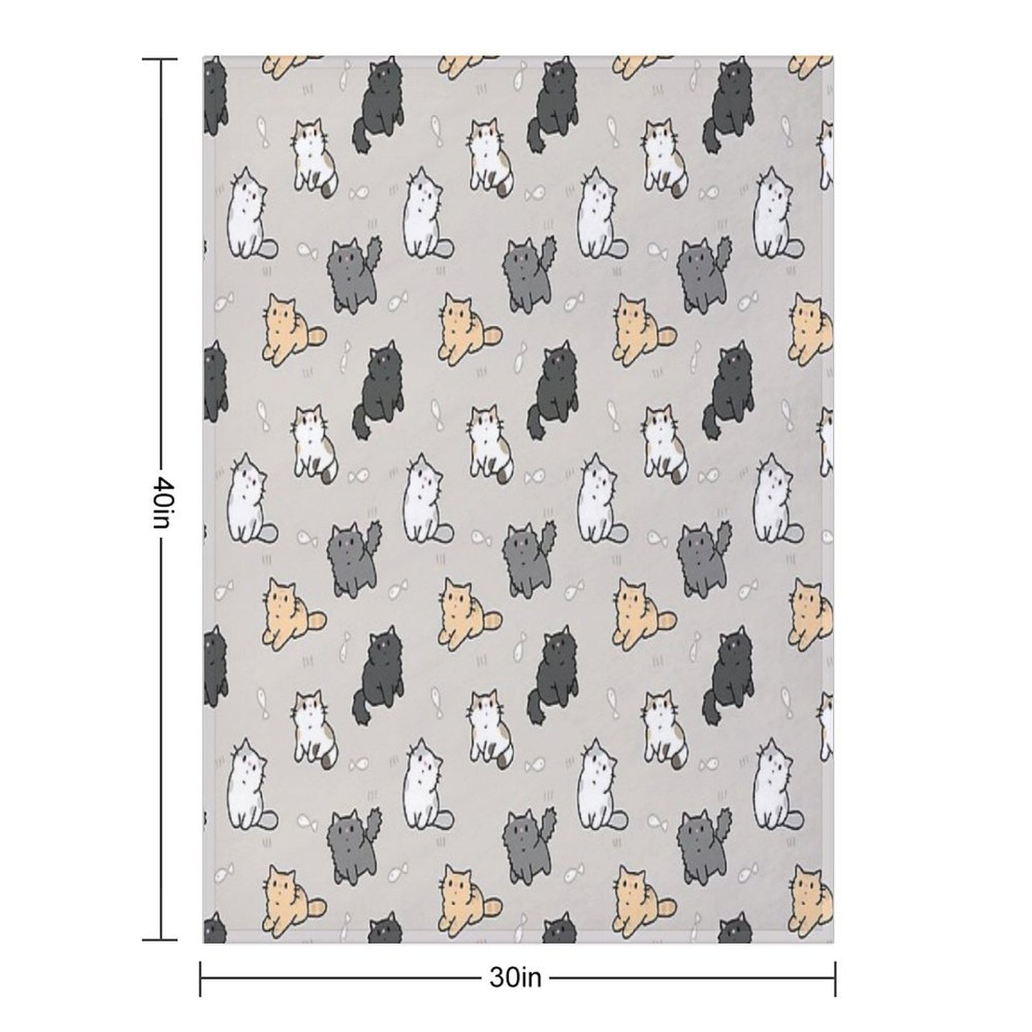 Kittens And Fish Pattern Throw Blanket