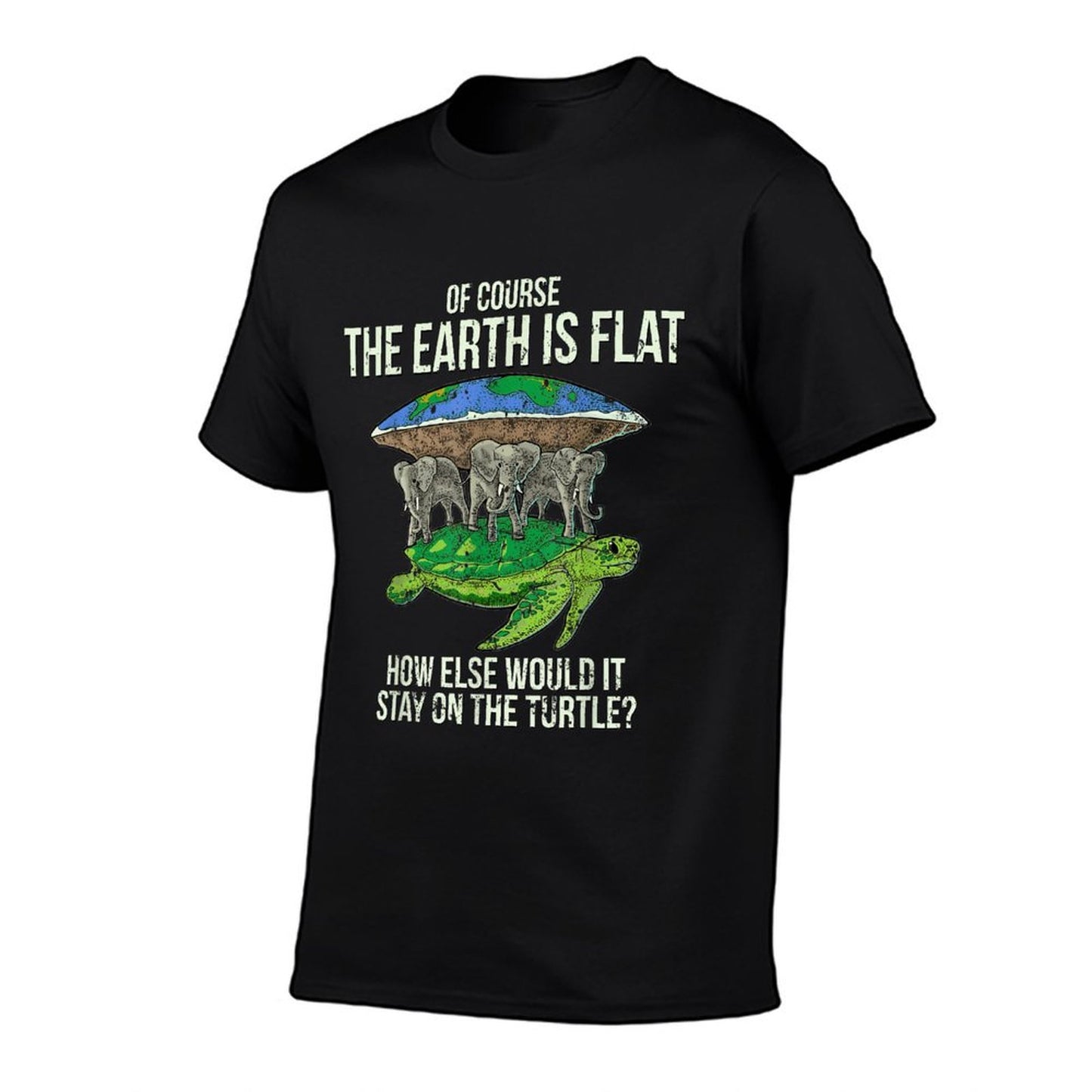 Flat Earth Society T Shirt Turtle Elephants Men Women Gift T-Shirt