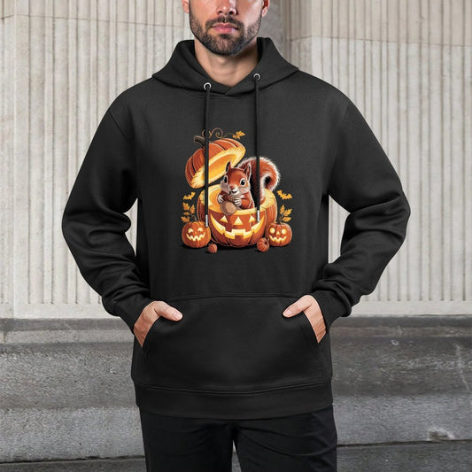 Halloween Squirrel Pumpkin Squirrels Cotton-Polyester Blend Hoodie