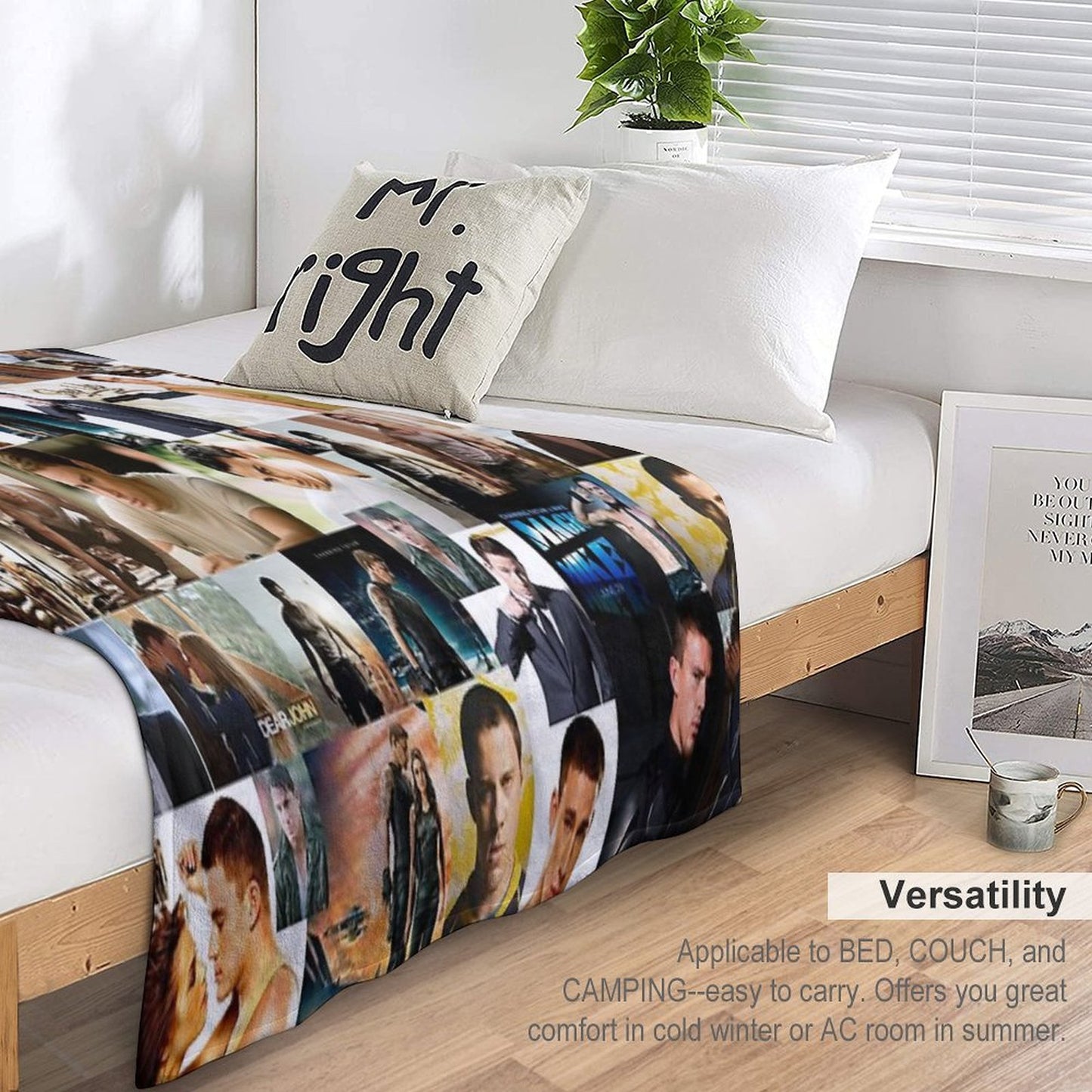 Channing Tatum Seamless Squarish Photo Collage Throw Blanket