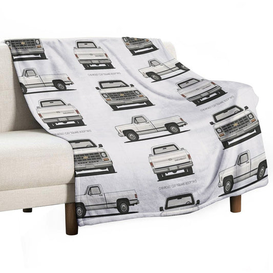 1973 C20 Square Body – Classic Chevy Pickup Triple-View Throw Blanket