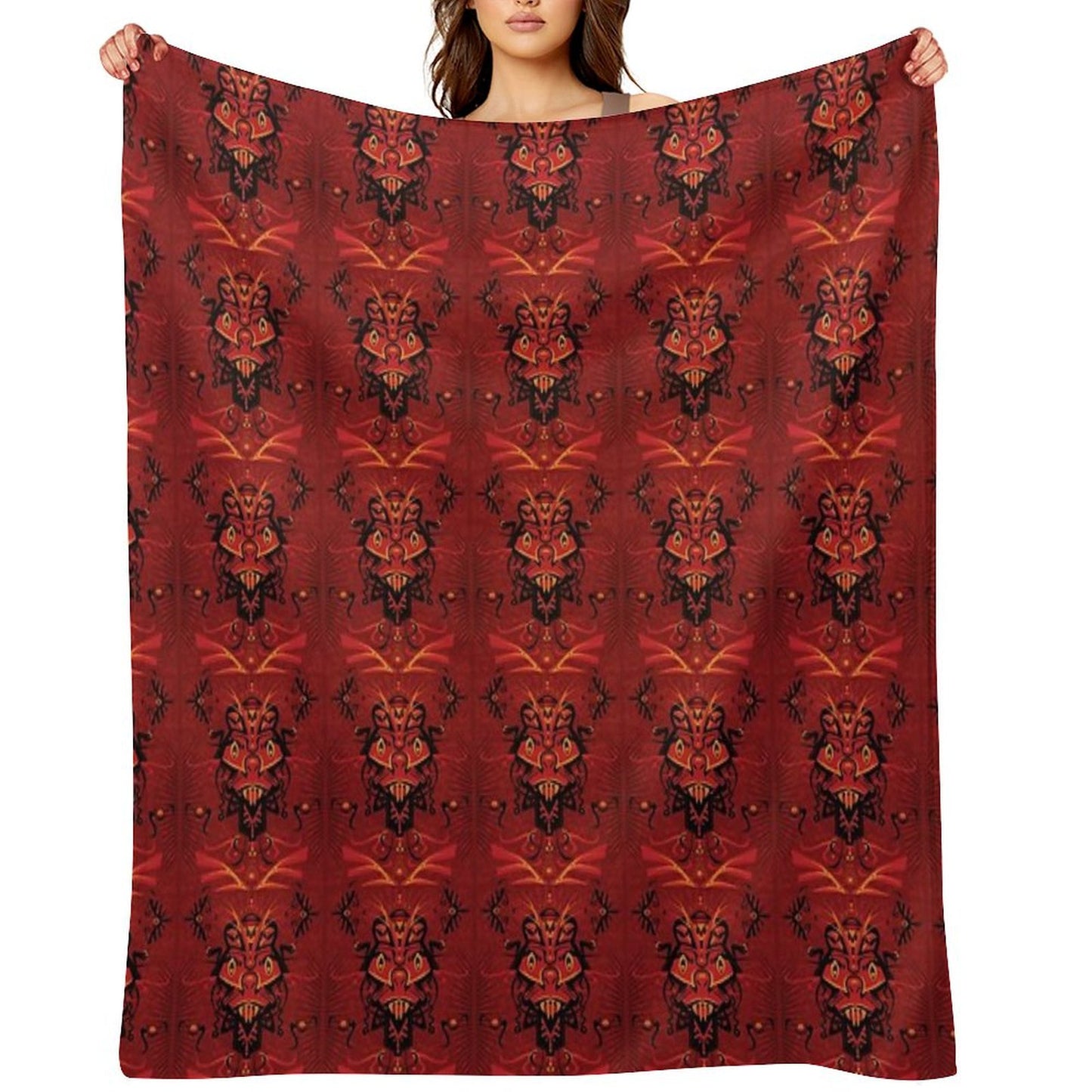 Red Samurai Shaman Throw Blanket