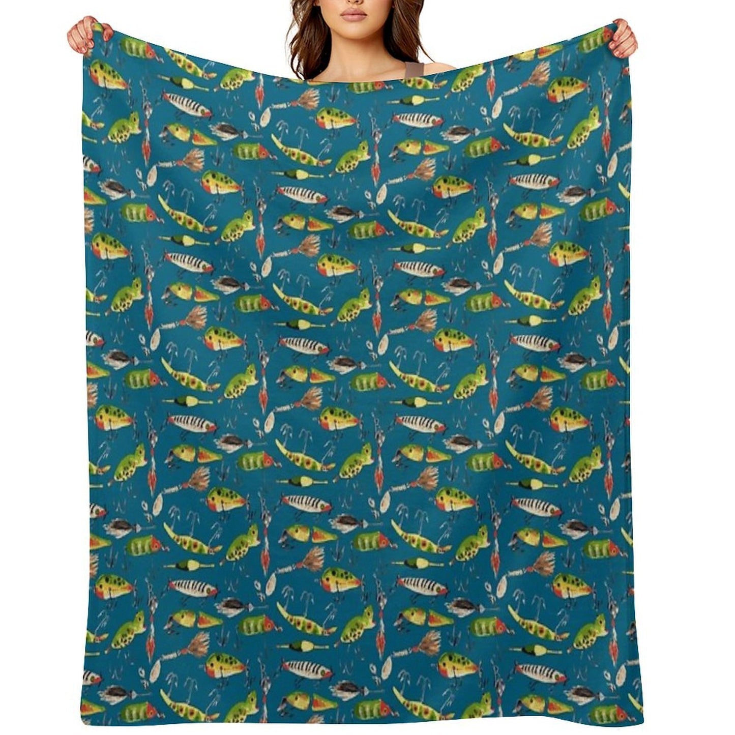 Vintage Fishing Lures Throw Blanket
