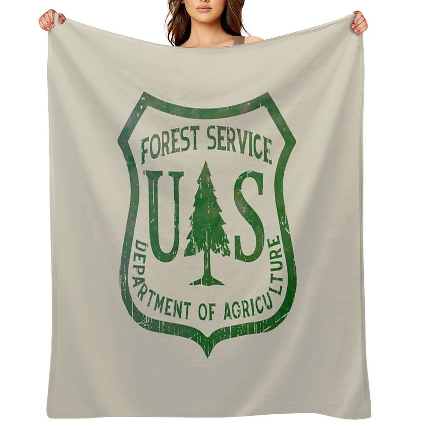 Forest Service Vintage Green Emblem Throw Blanket