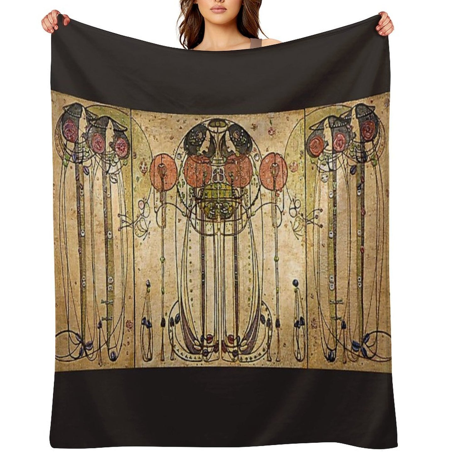 Art Nouveau Charles Mackintosh The Wassail Throw Blanket