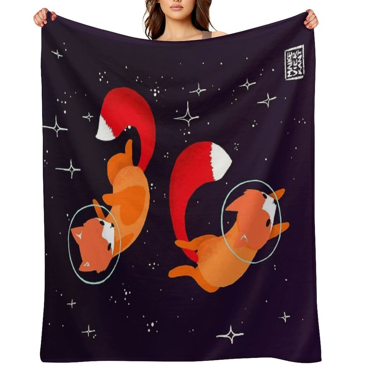 Space Foxes Throw Blanket