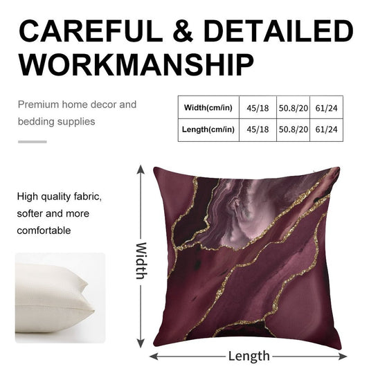 Burgundy Maroon Geode Agate Linen Throw Pillow Cover