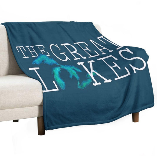 The Great Lakes Watercolor Lakes Throw Blanket