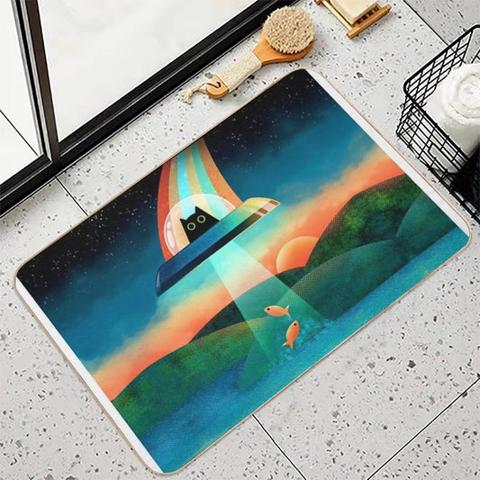 The Purrfect Alien Fade-Resistant Bath Mat