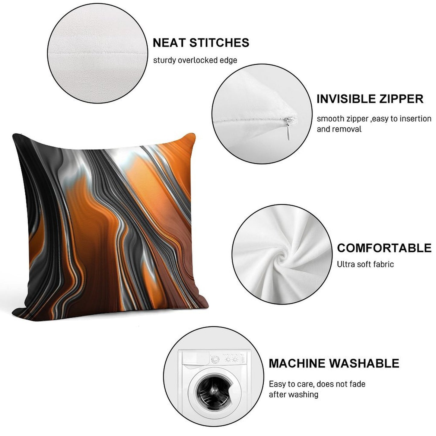 Orange And Black Paint Soft Home Decor Throw Pillow