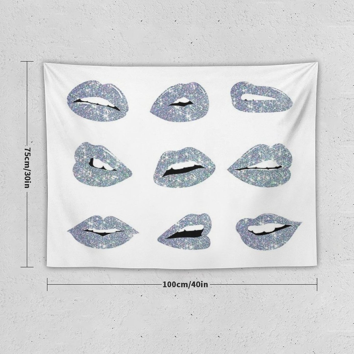Kiss Kiss Faux Glitter Lips Tapestry