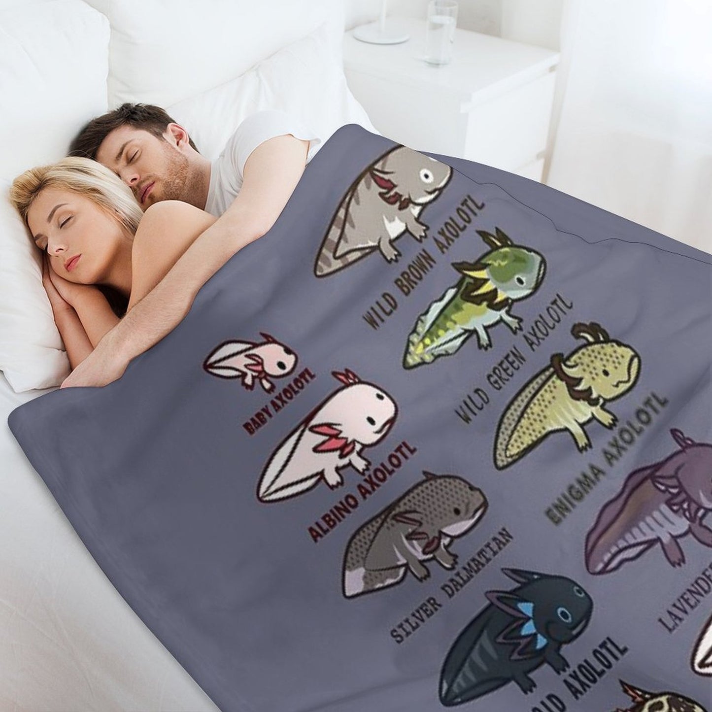 Axolotl Morphs And Colors Throw Blanket