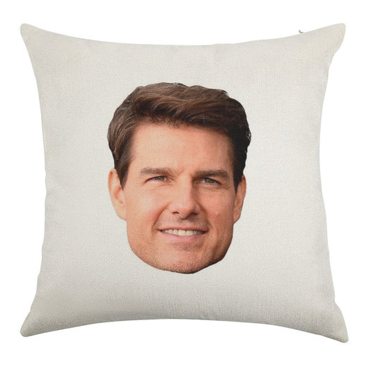 Tom Cruise Face Cutout Linen Throw Pillow Cover