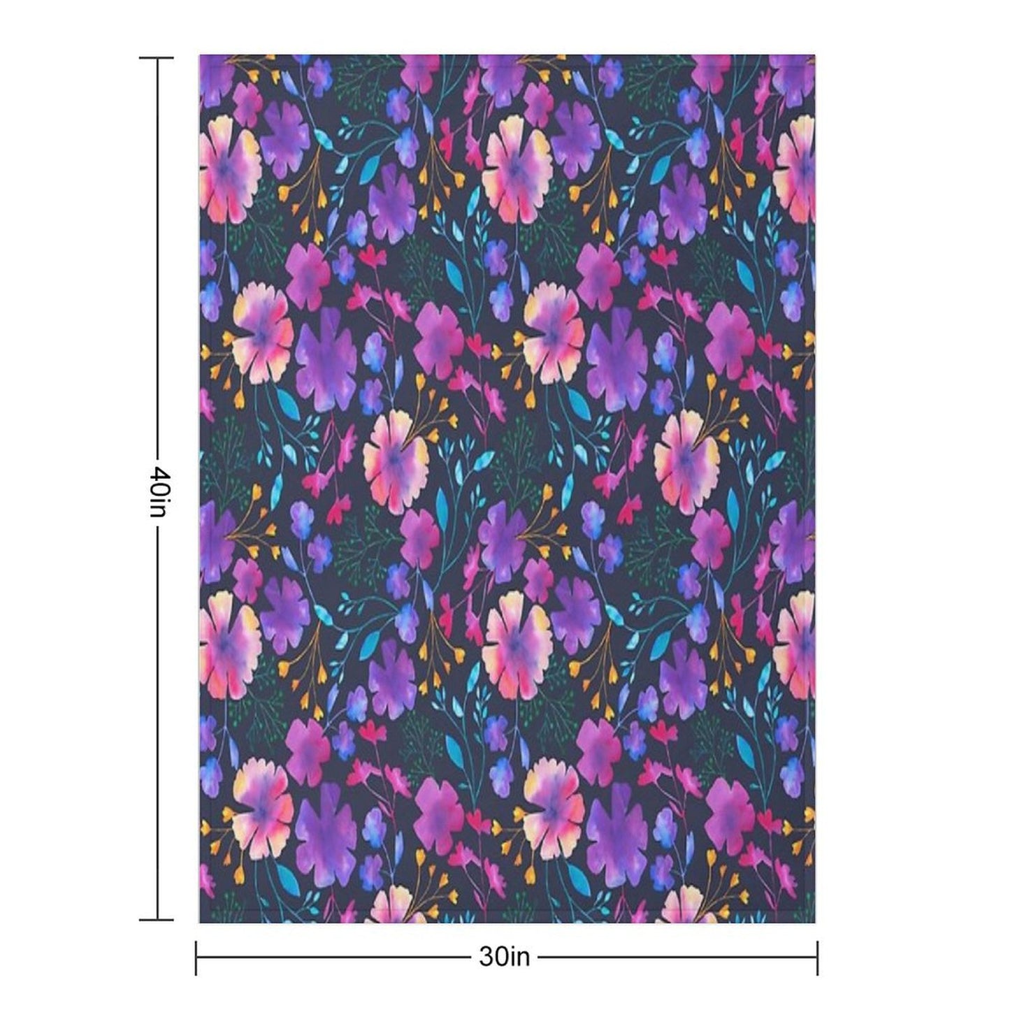 Fluro Floral Watercolour Flower Pattern Throw Blanket