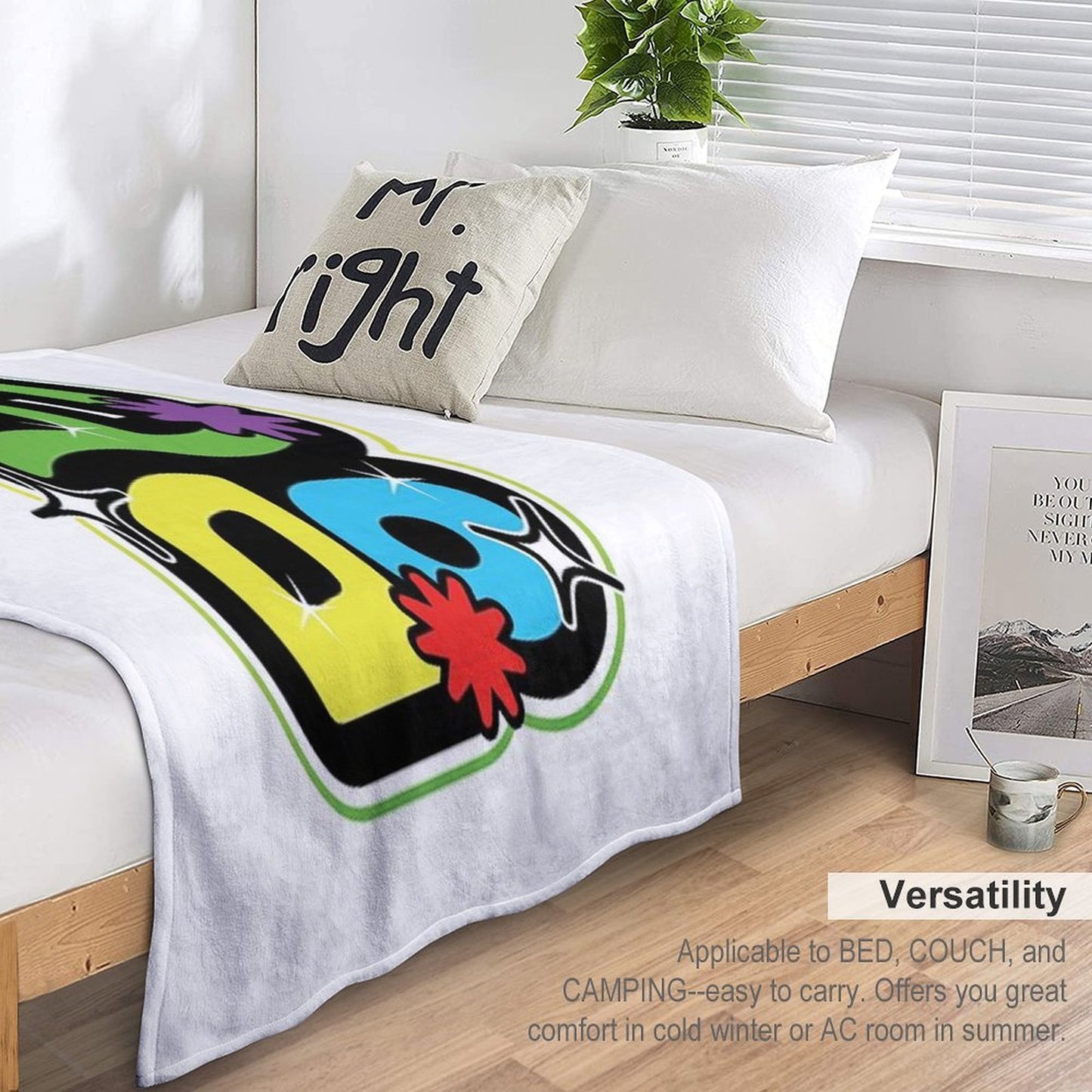 “Thank You” in Korean Hangul – Colorful & Playful Typography Throw Blanket