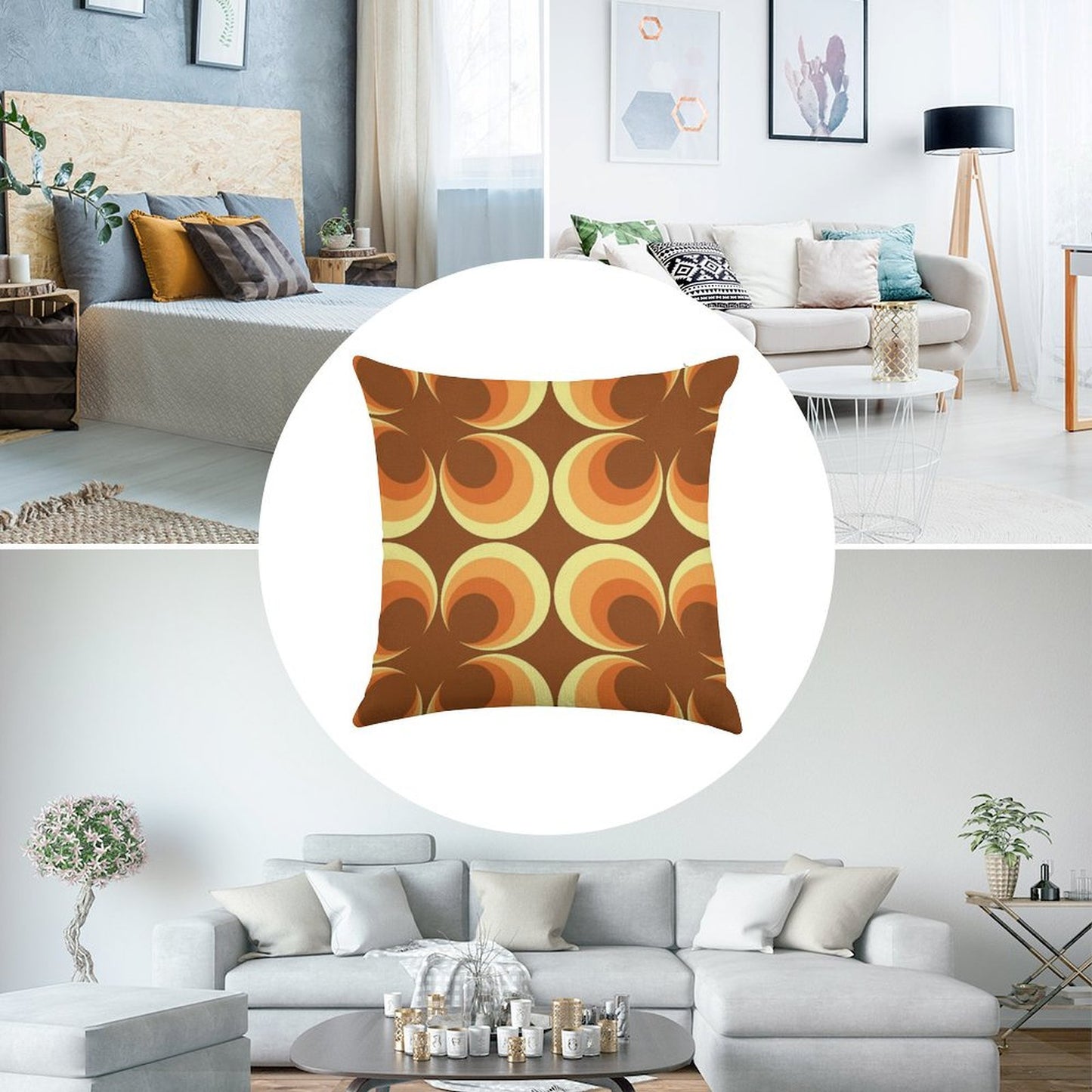 70's Retro 2 Starburst Linen Throw Pillow Cover