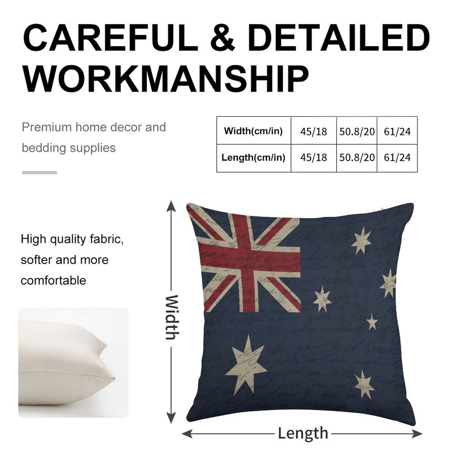 Vintage Australian Flag Linen Throw Pillow Cover