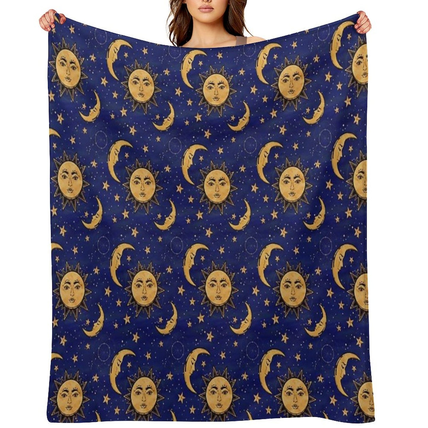 Vintage Moon And Sun Stars Celestial Throw Blanket