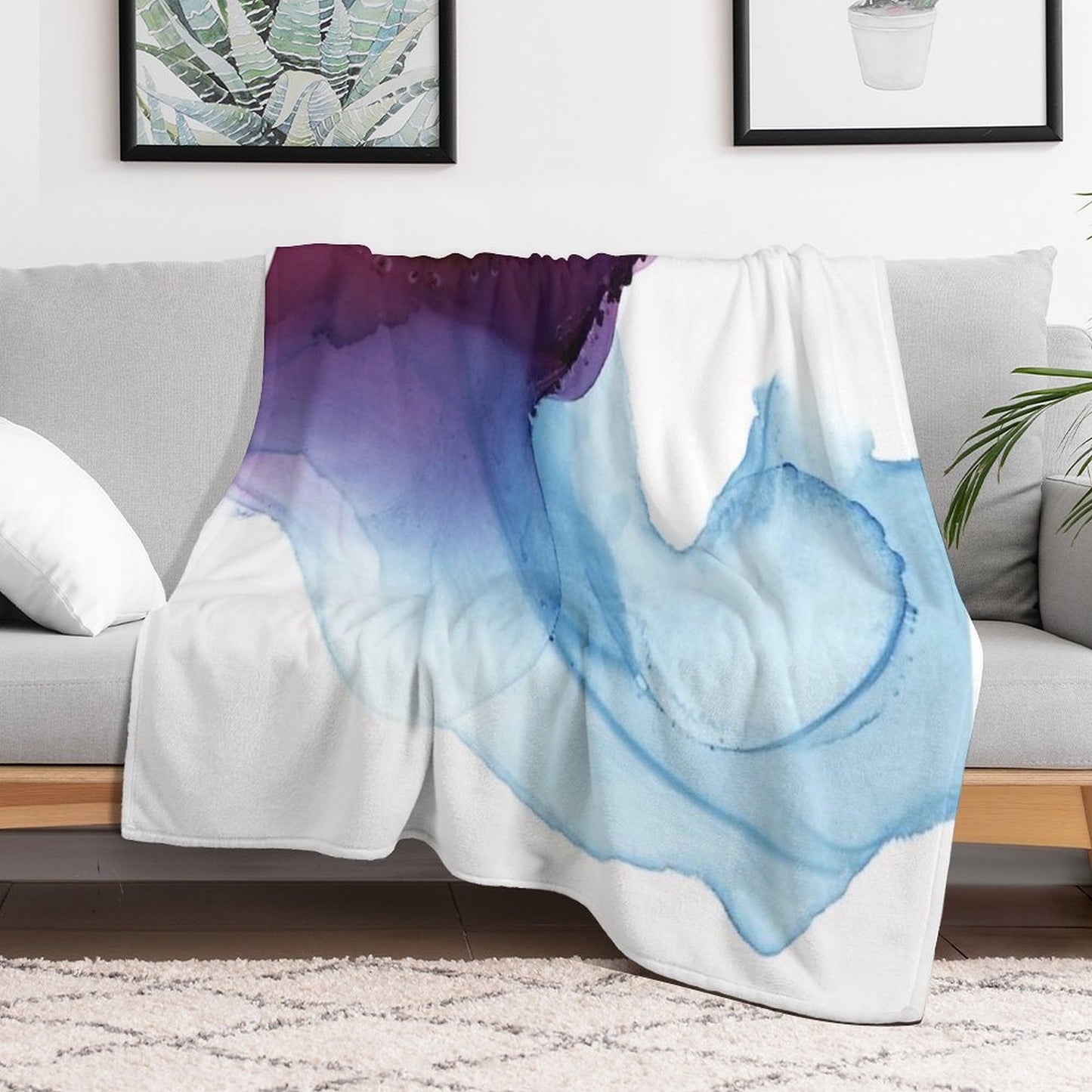 Shades of Purple, Abstract Fluid Artwork Throw Blanket