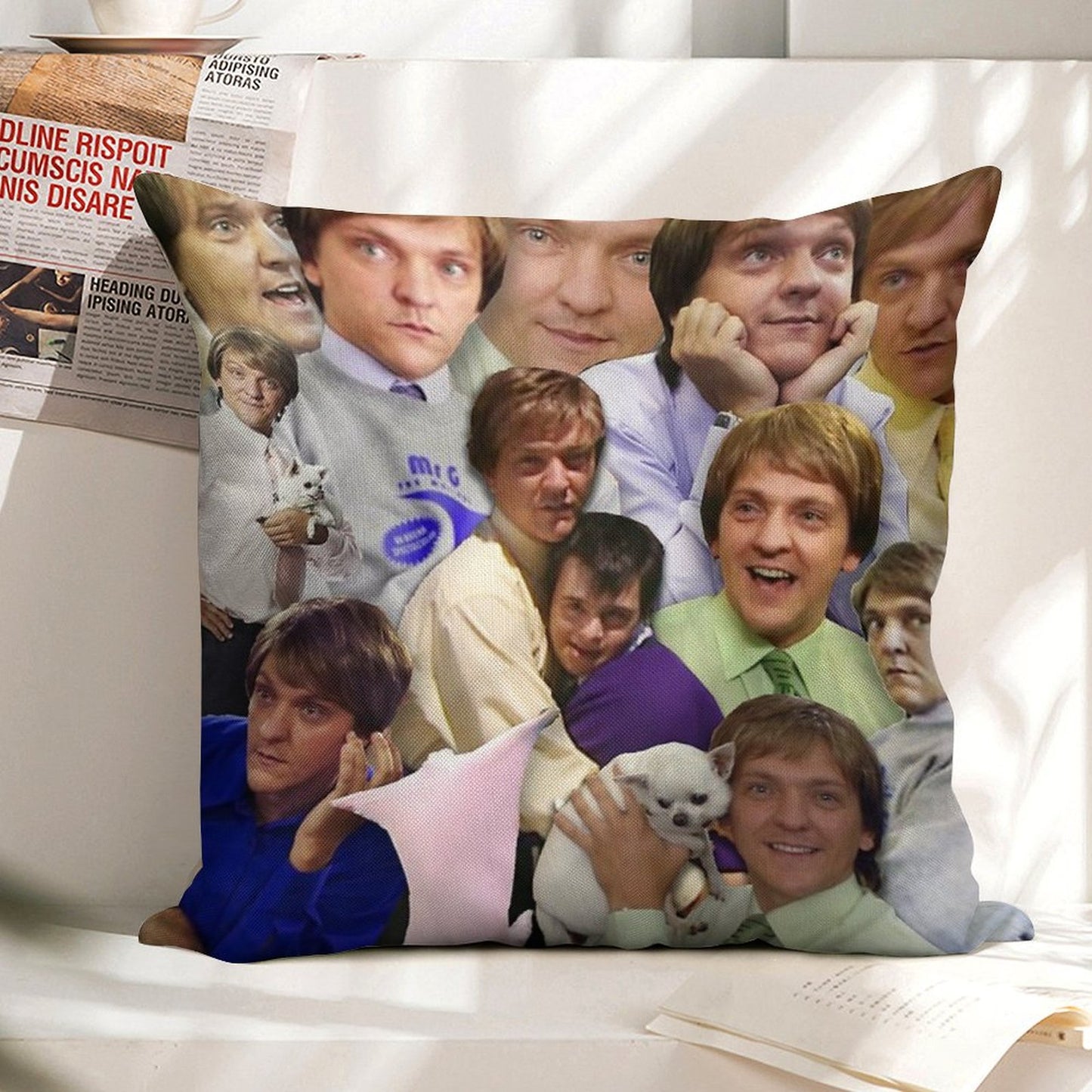 THE MANY MOODS OF MR G Linen Throw Pillow Cover