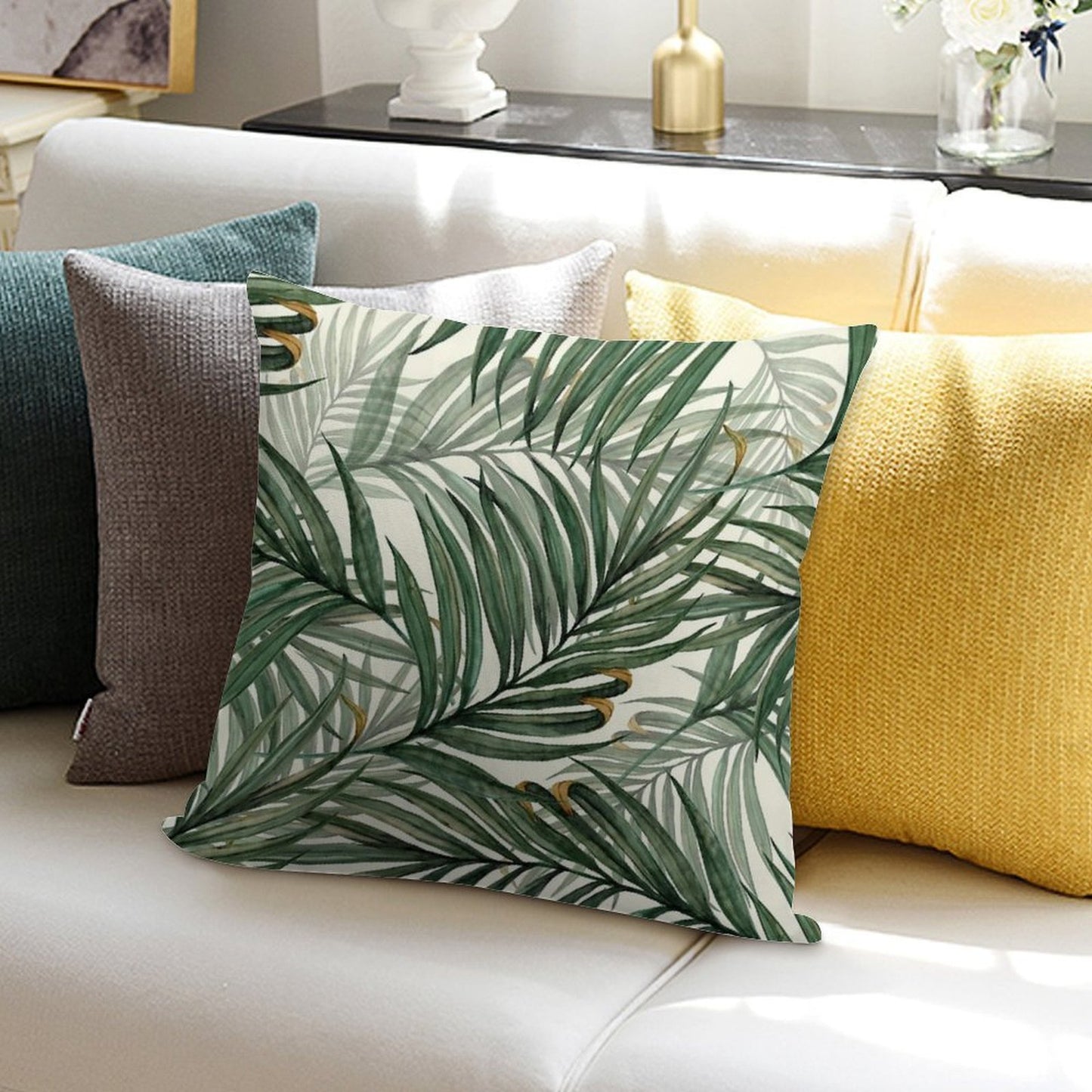 Palm Leaves Soft Home Decor Throw Pillow