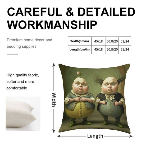 Tweedledee And Tweedledum - The Alice in Wonderland Collection Linen Throw Pillow Cover