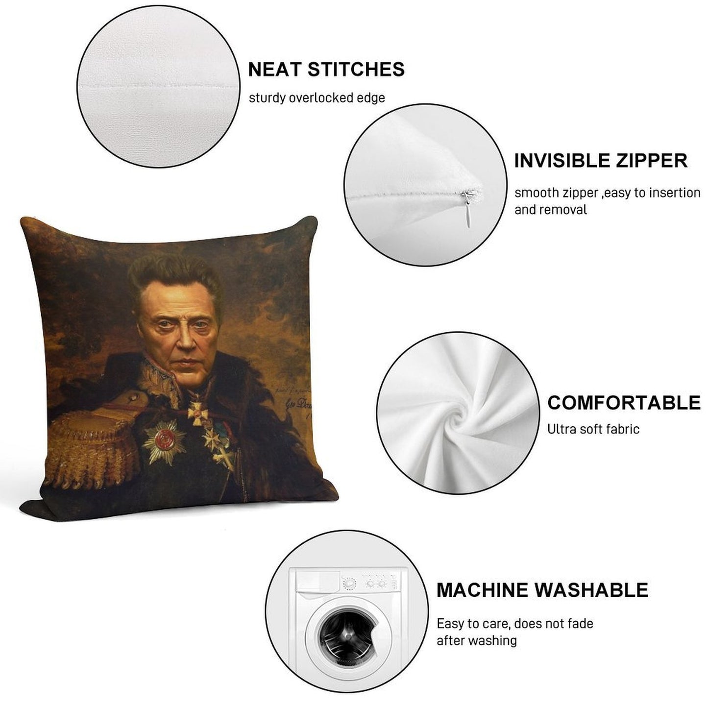 Christopher Walken - Replaceface Soft Fade-Resistant Throw Pillow