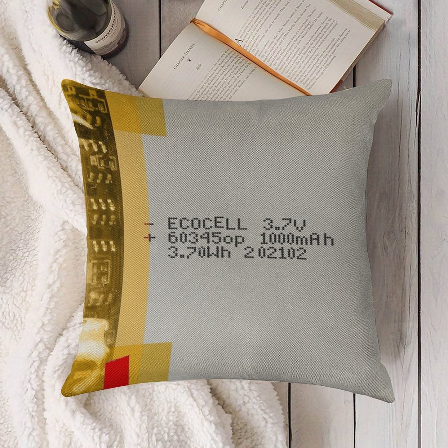 LiPo Battery Linen Throw Pillow Cover