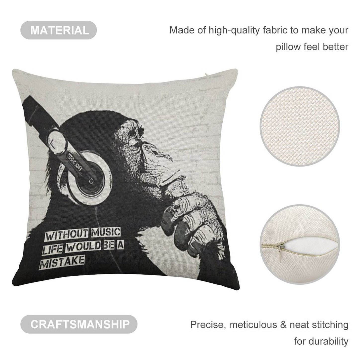 Without Music Life Would Be A Mistake Linen Throw Pillow Cover