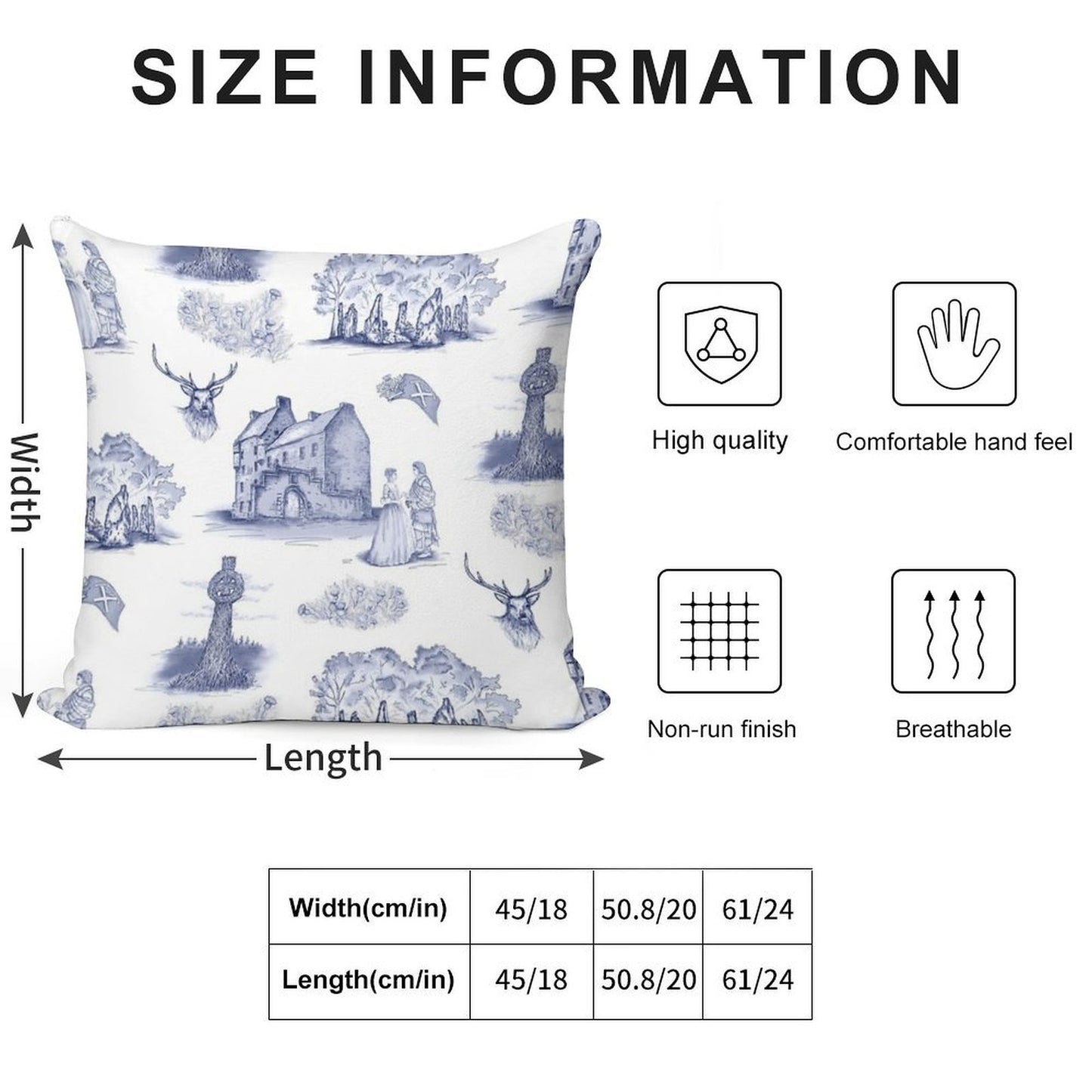 Highlander Toile in Blue Soft Warmth Comfort Throw Pillow