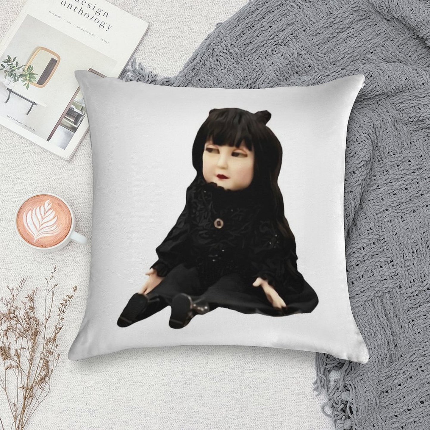 Nadja Doll Soft Short Plush Fabric Throw Pillow