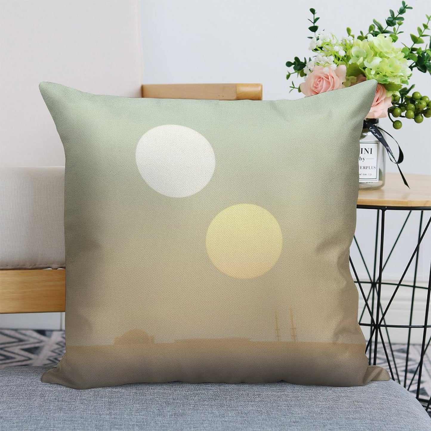 Two Suns Linen Throw Pillow Cover