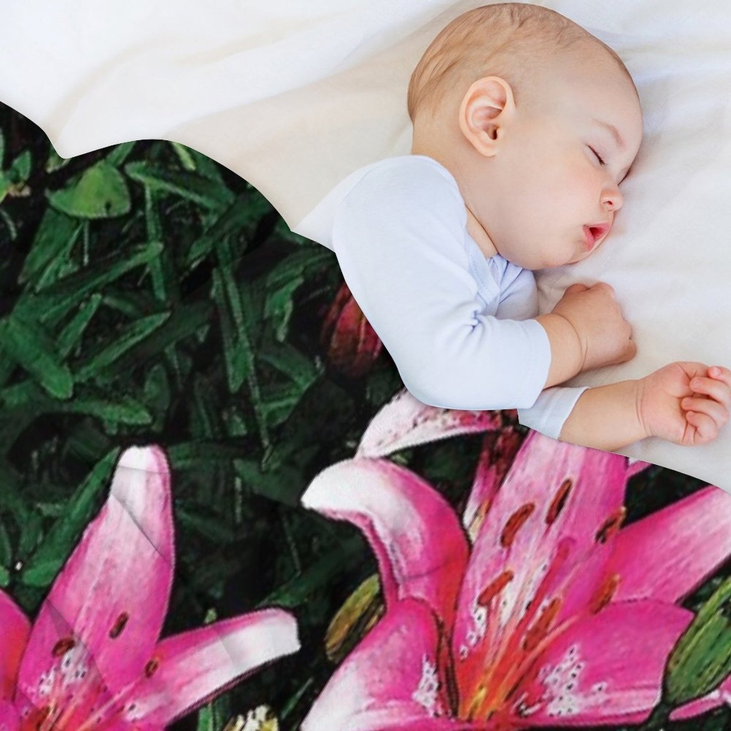 Lovely Pink Lilies in Full Bloom Water Color Throw Blanket