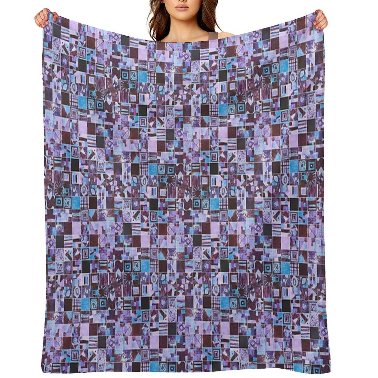 Hand-Painted Tiny Tiles Photo Pattern Throw Blanket