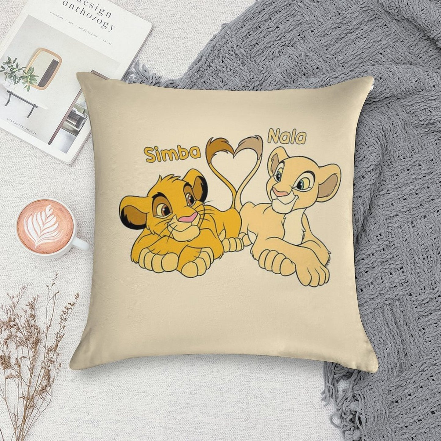Simba And Nala - Cartoon Cubs Soft Decorative Cover Throw Pillow
