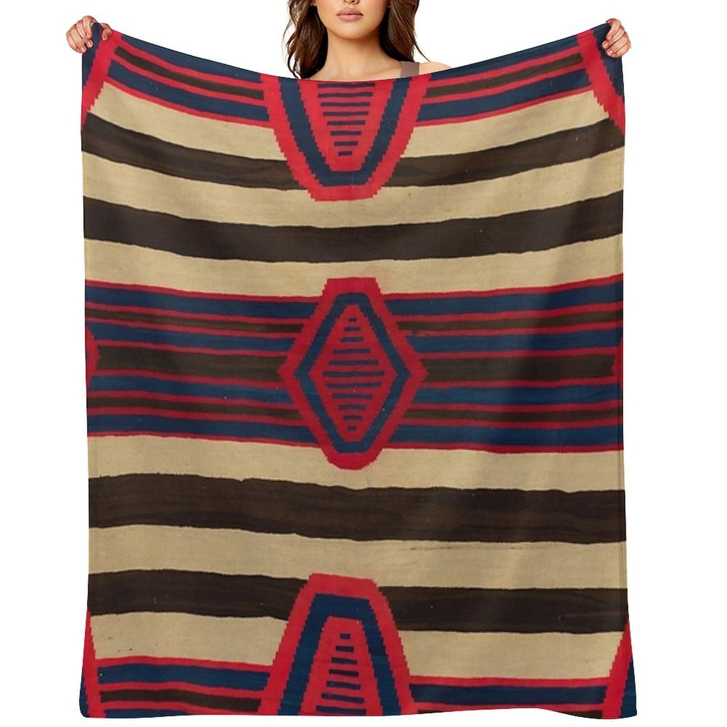 Indigenous Designs I Chief's Blanket Navajo Weavings Throw Blanket