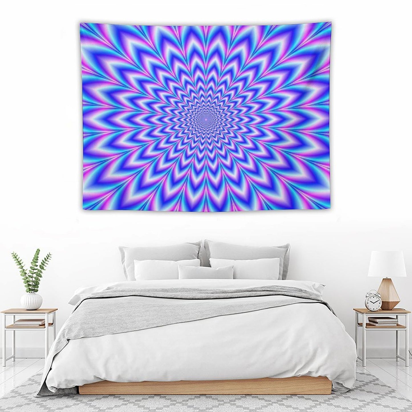 Psychedelic Pulse in Blue And Pink Tapestry