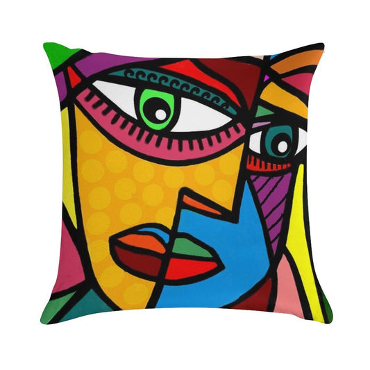 Funky Abstract Face Soft Anti-Pilling Throw Pillow