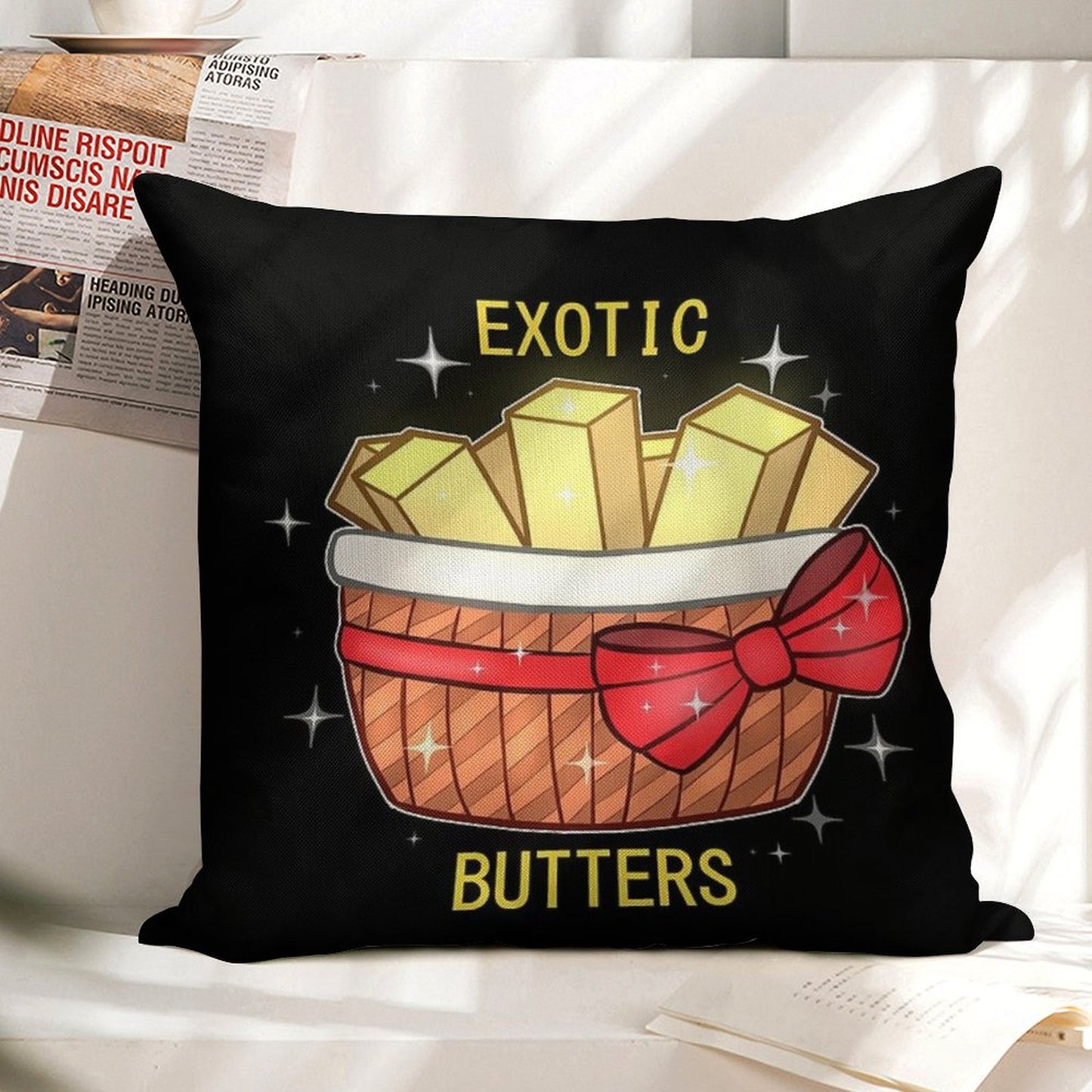 FNAF Exotic Butters Linen Throw Pillow Cover