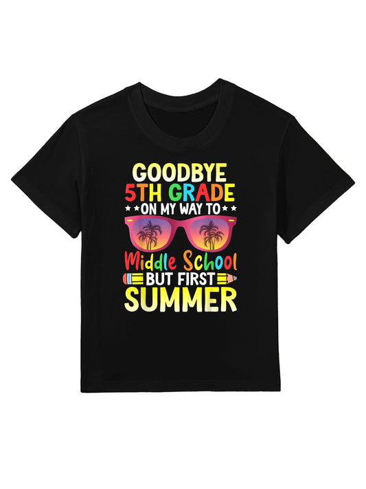 Goodbye 5th Grade Graduation To Middle School Hello Summer Kids T-Shirt