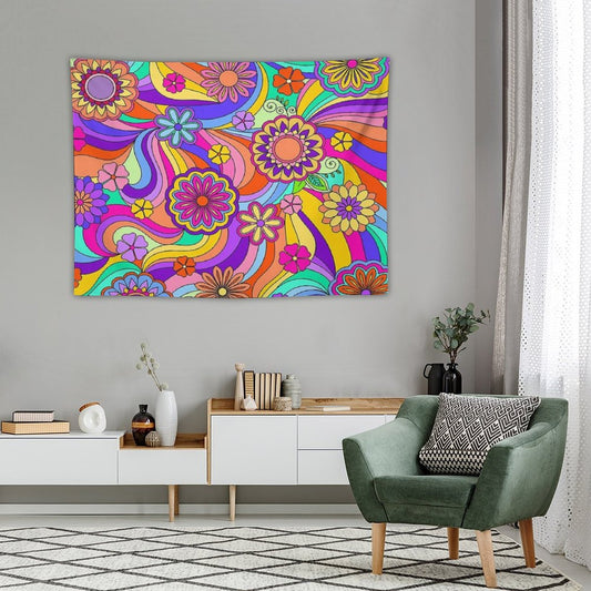 Groovy Psychedelic Flower Power Tapestry