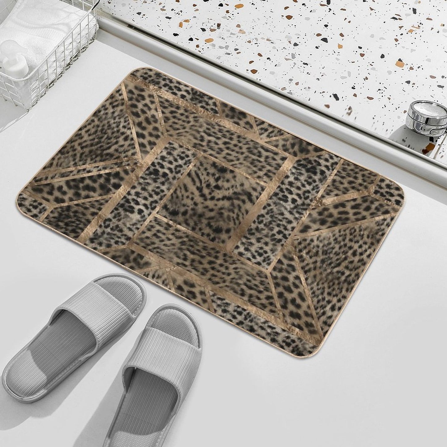 Leopard Fur Texture Geometric Pattern Bath Mat