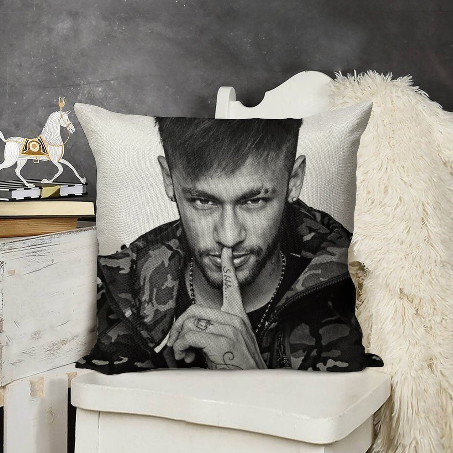 Neymar Art Linen Throw Pillow Cover