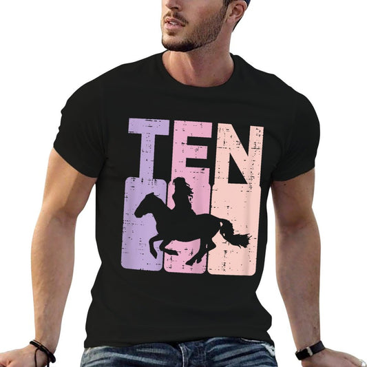 10th Birthday Ten Horse Girl Equestrian 10 Years Old Girls T-Shirt