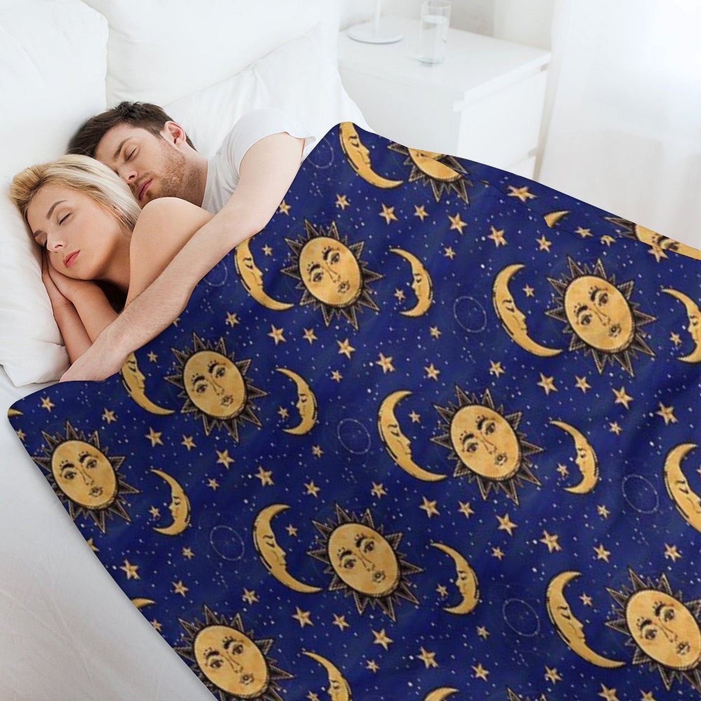 Vintage Moon And Sun Stars Celestial Throw Blanket