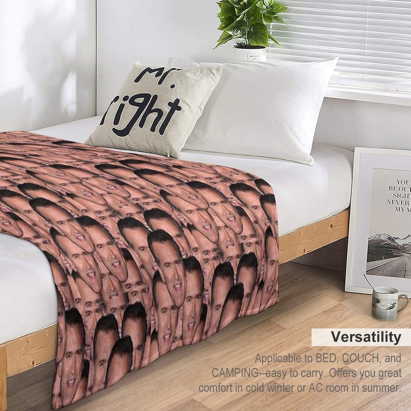 Bruce Campbell Evil Dead Head Shot Throw Blanket
