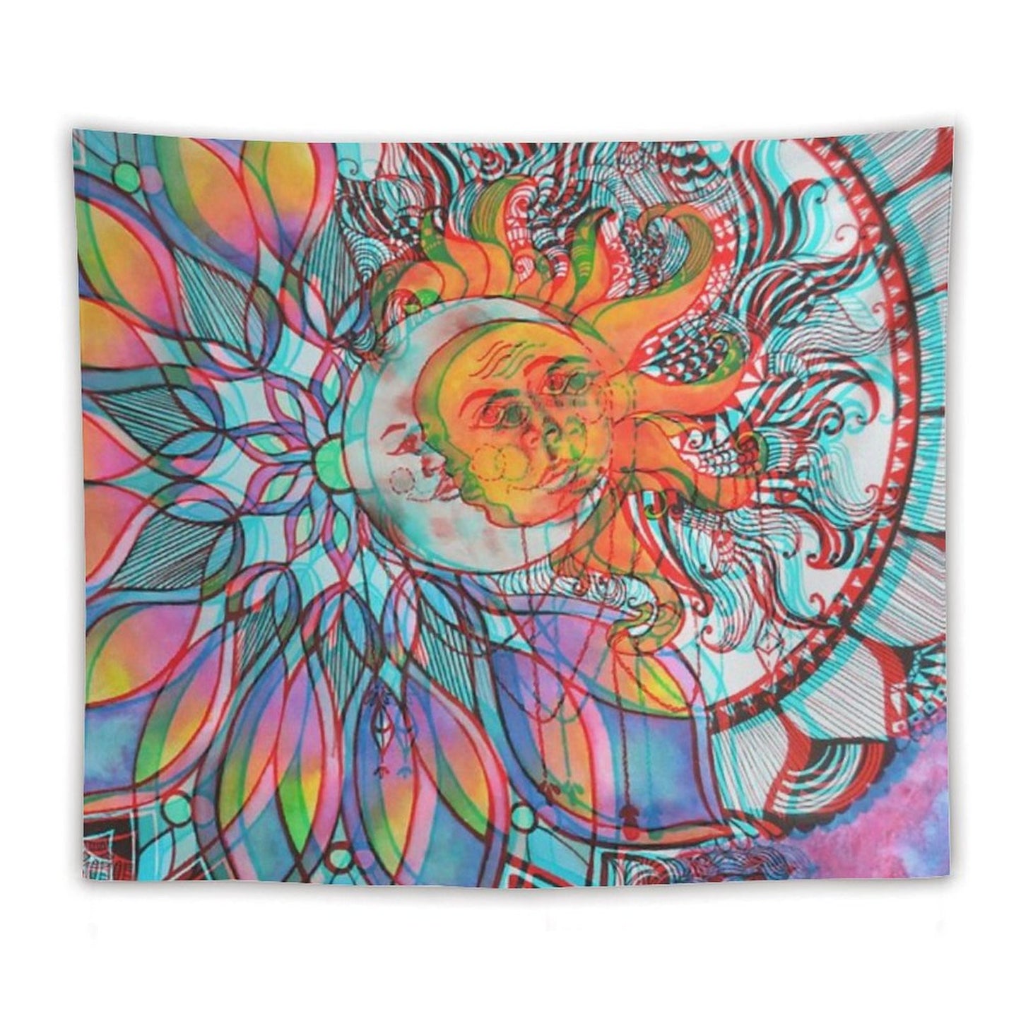 Trippy Sun And Moon Mandala Tapestry