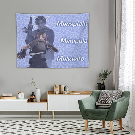 Mansplain, Manipulate, Malewife Leon (Cow) Tapestry