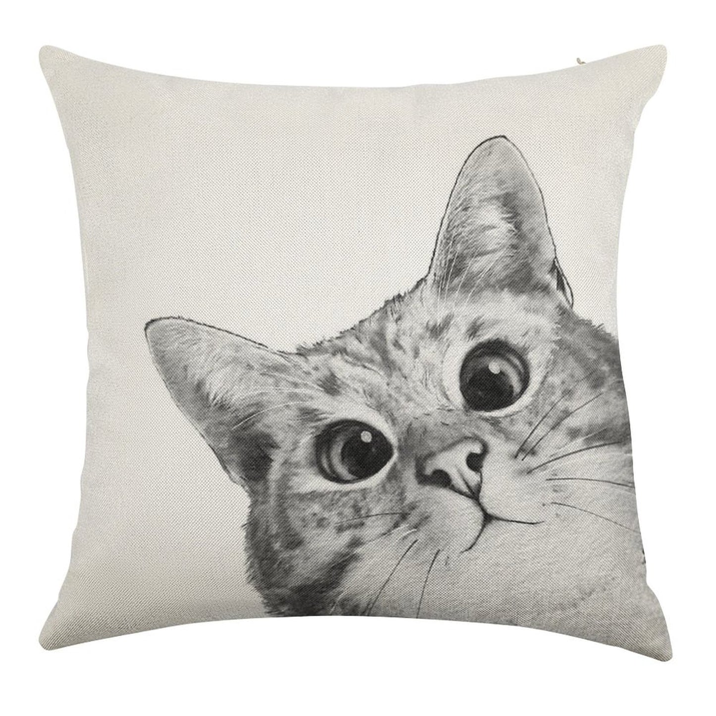 Sneaky Cat Linen Throw Pillow Cover