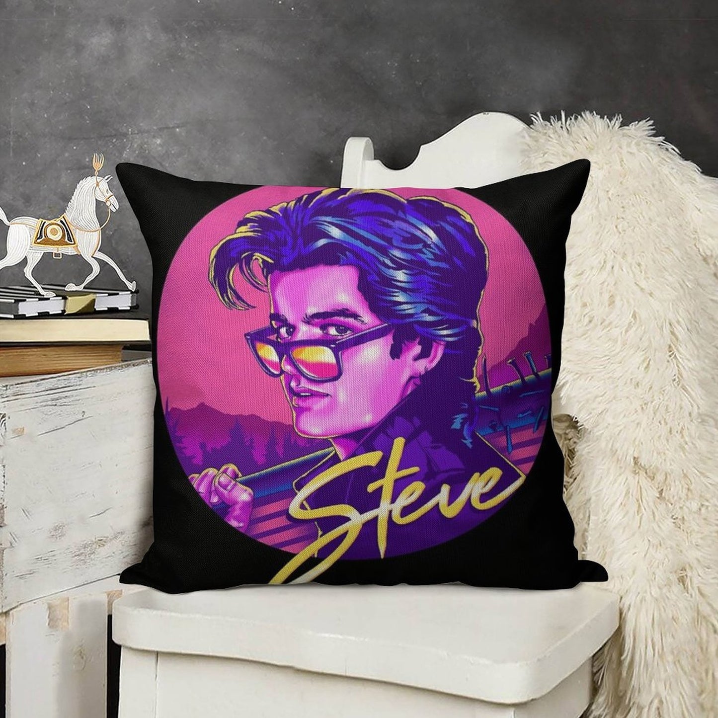Stranger Things Steve Harrington  Available on Mask Linen Throw Pillow Cover